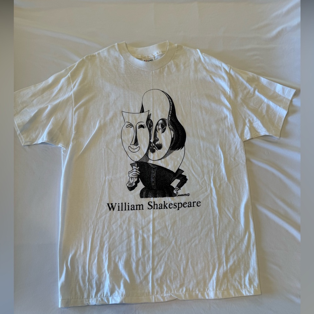Vintage Steven Cragg William Shakespeare Art Tee White XL 1992 Single Stitch
